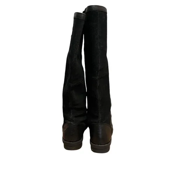 Clarks Black Nikki Park Suede Leather Side Zip Tall Equestrian‎ Boots Size 8.5 - Picture 3 of 10